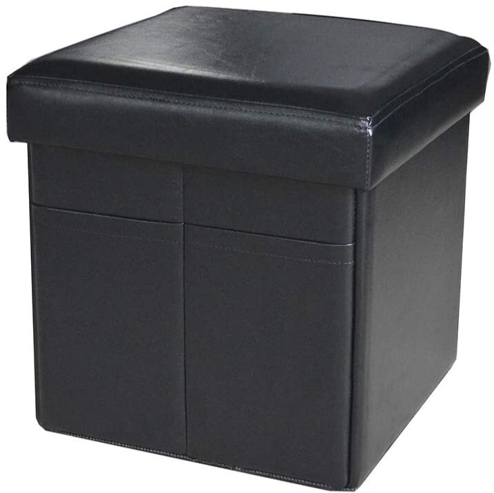 Faux Leather Storage Ottoman Bench Footrest Stool Ottoman Bench 15"X15"X15" gallery
