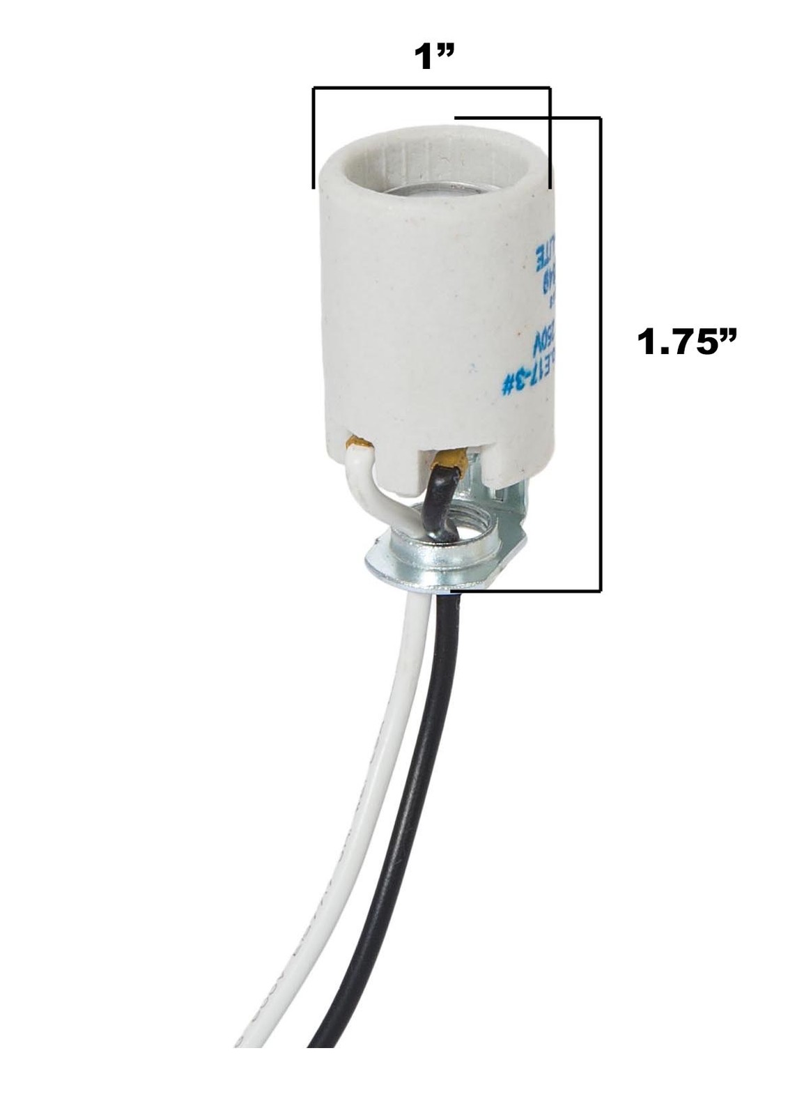 B&P Lamp Intermediate Base E17 Keyless Unglazed Porcelain Socket with Wire gallery