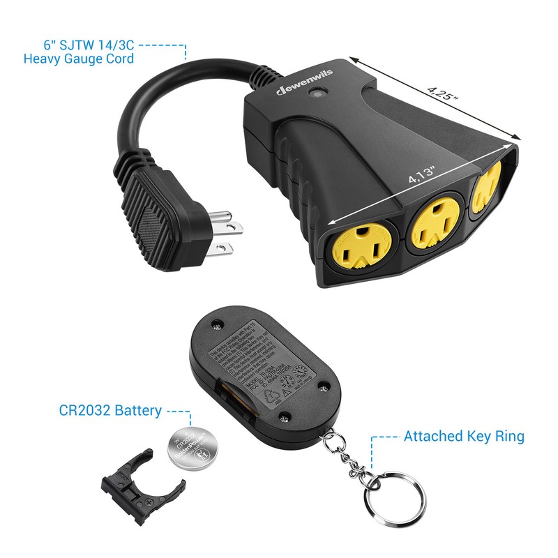 DEWENWILS Wireless Remote Control Electrical Outlet Switch 3 Grounded Outlets, gallery