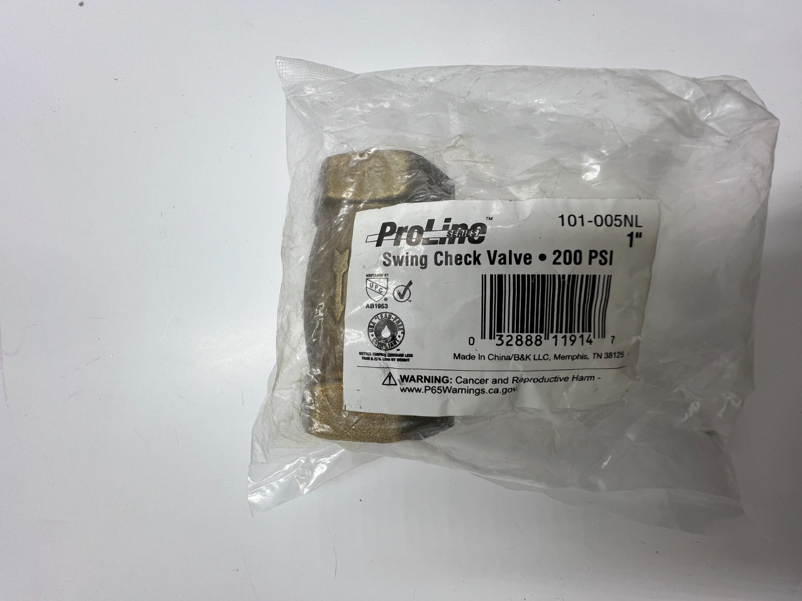 ProLine Brass 200 PSI Swing Check Valve 101-005NL 1 IPS in. for Water/Oil/Air gallery