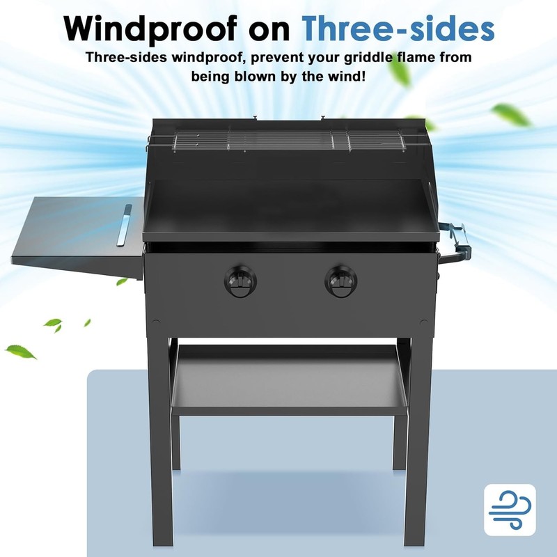 Universal Wind Guard and Warming Rack Set Fit for Griddle From 28" to 36" withou gallery