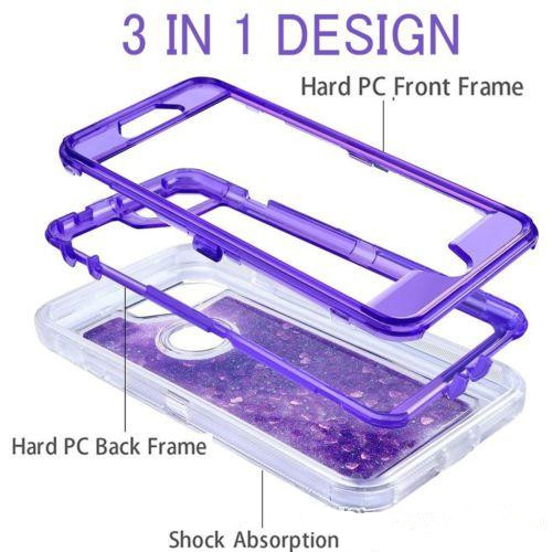 For iPhone 6/7/8/P/X Quicksand Liquid Glitter Defender Case w/Clip fits Otterbox gallery