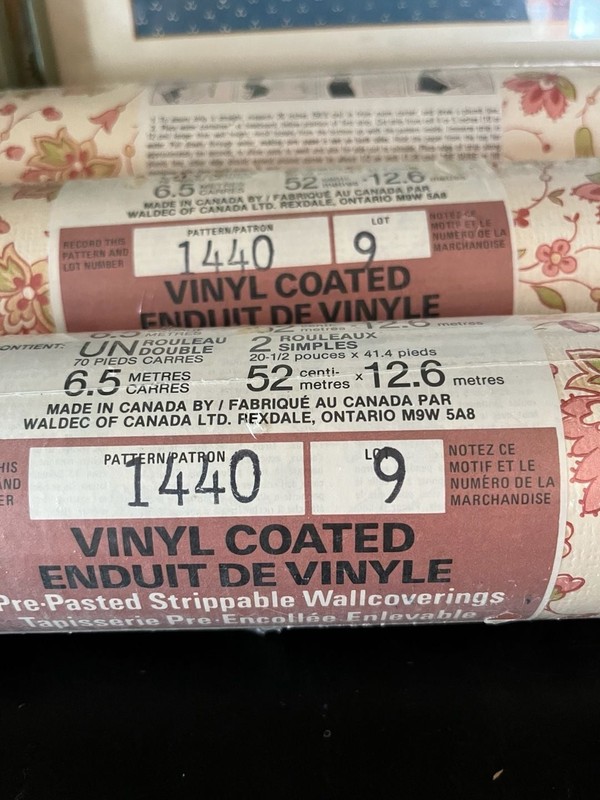 Vintage Waldec Pattern 1440 Vinyl Coated Floral Wallpaper Lot of 3 gallery