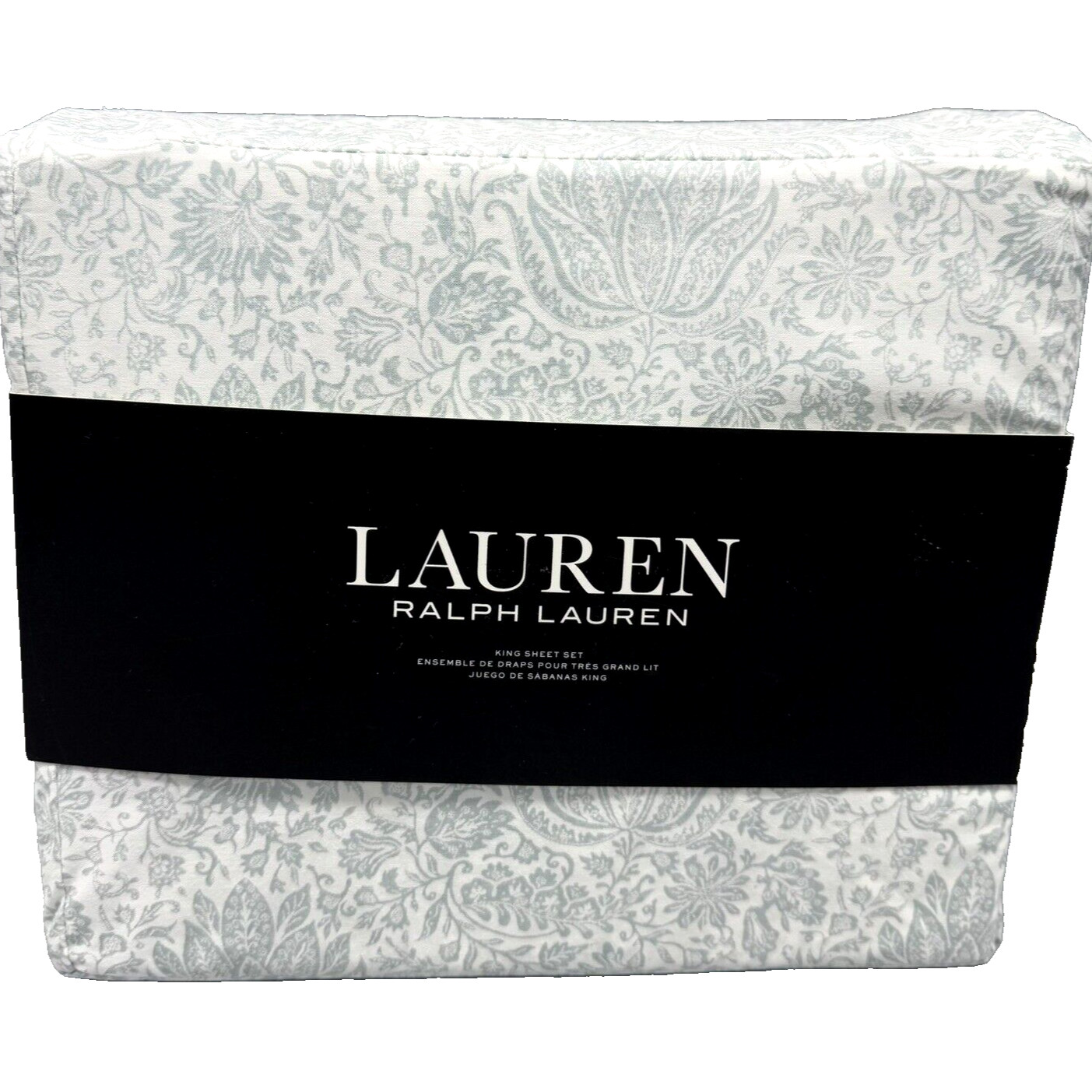 4pc Ralph Lauren Water Lily KING Sheet Set Dusty Teal Aqua Blue XDeep Mattress gallery