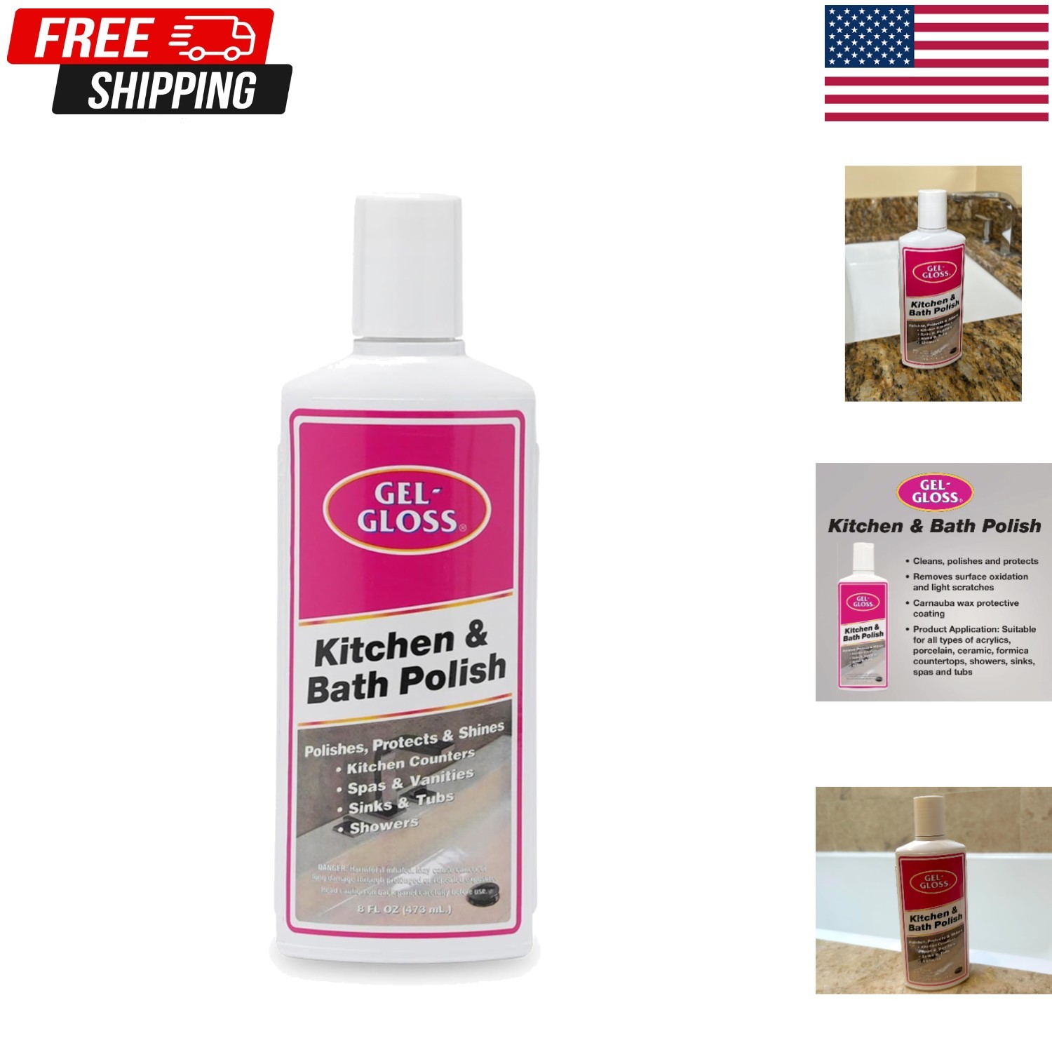 Indusies Gel-Gloss Kitchen and Bath Cream Wax Polish, 8 Fluid Ounces -GG-8 gallery
