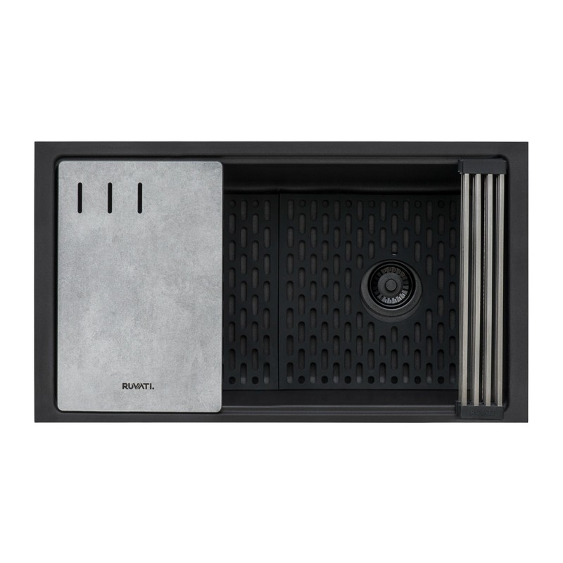 Ruvati 33" Granite Composite Quartz Undermount Single Bowl Sink- RVG2302BK gallery
