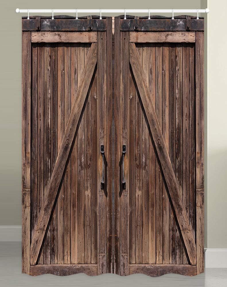 Door Rustic Stall Shower Curtain Narrow 36inch 54x72 Fit Camping RV Curtain Door gallery