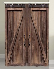 Door Rustic Stall Shower Curtain Narrow 36inch 54×72 Fit Camping RV Curtain Door