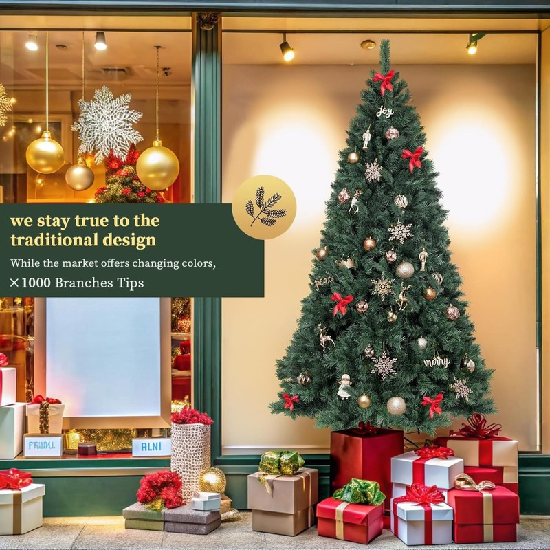 6ft Artificial Christmas Tree, Dense Branches Realistic Christmas Tree for Ho... gallery