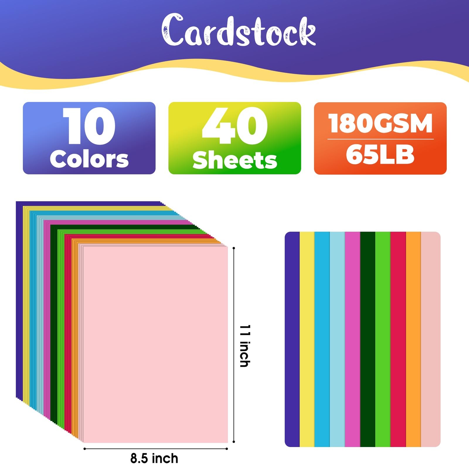 CreGear 40 Sheets Colored Cardstock Printer Paper 8.5 x 40 Sheets, [MULTI] gallery