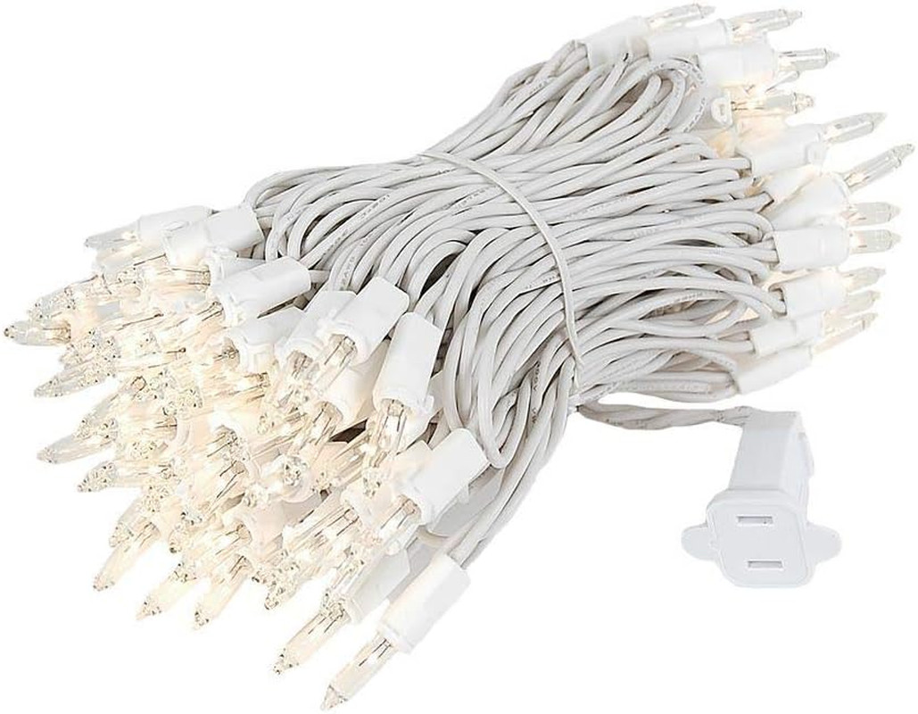 34 Feet 100 Bulb Incandescent Mini Light String, Clear with 4-Inch Spacing on Wh gallery