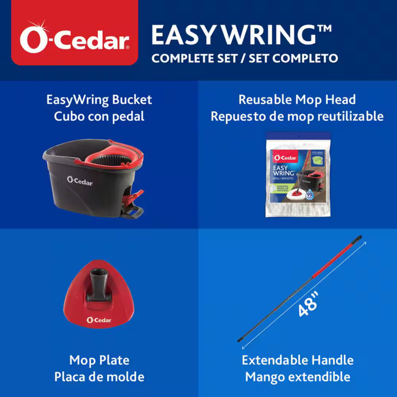 O-Cedar Easywring Floor Cleaning System with Bucket and Microfiber Spin Mop gallery
