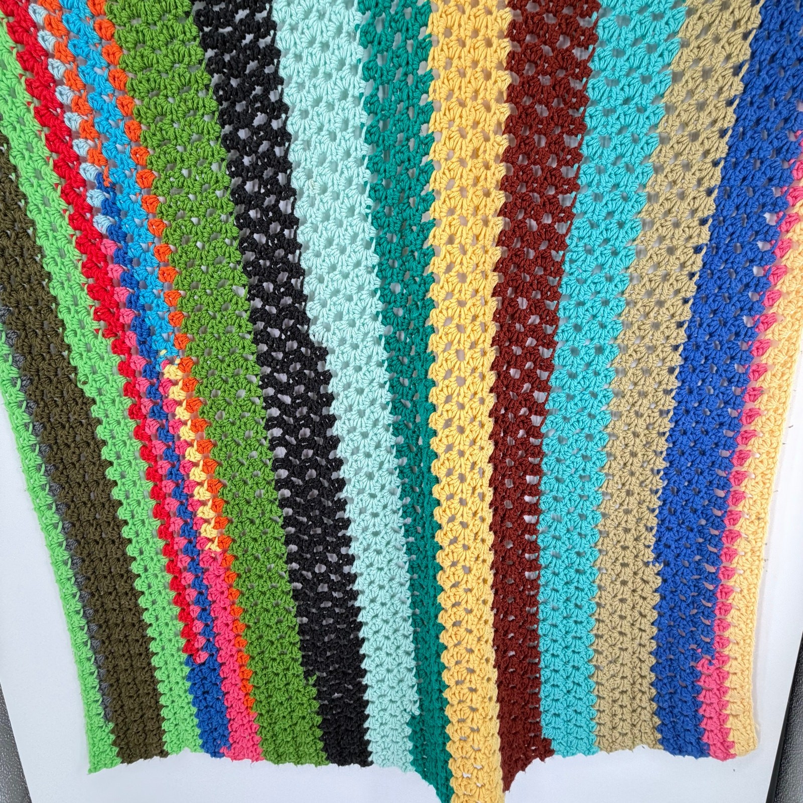 Handmade Colorful Crochet Throw Blanket Striped Afghan Boho 50x41 Cozy gallery