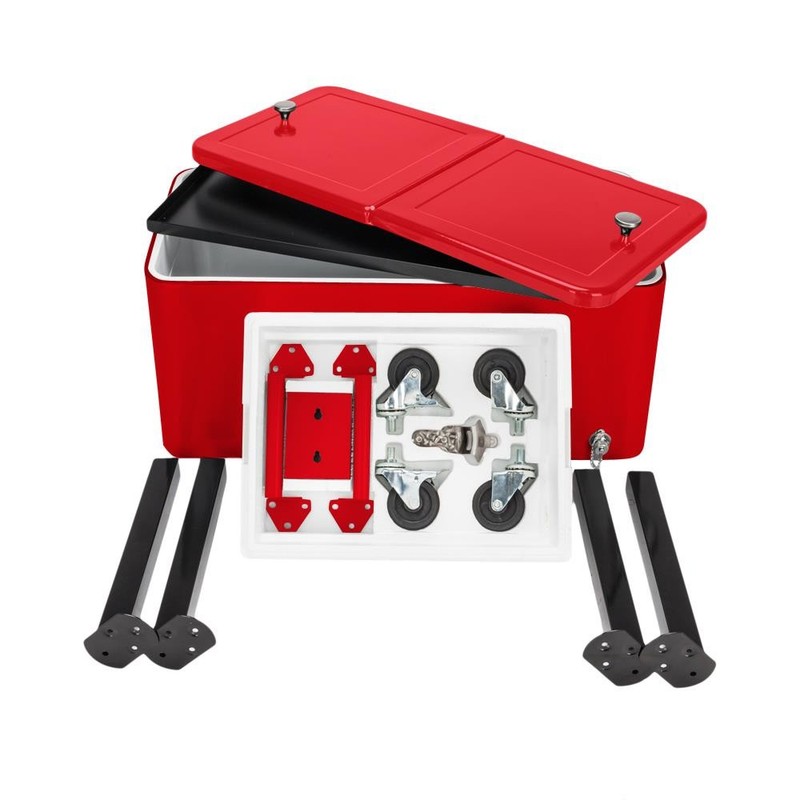 Rolling CoolerCart 80QT Patio Cooler Ice Chest Party Cooler Cart Camping BBQ gallery