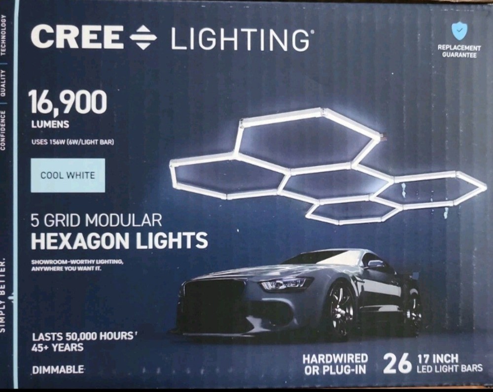 Cree Lighting 5 Grid Modular Hexagon LED Garage Lights 16900 Lumens 26 Light Bar