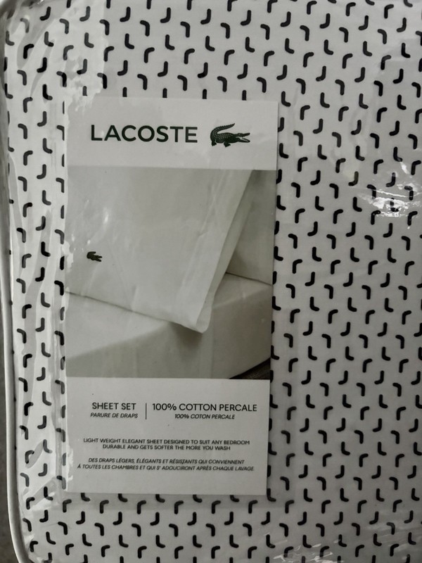 Lacoste King Sheet Set Cotton Percale Boomrang Print White & Black (Anthracite) gallery