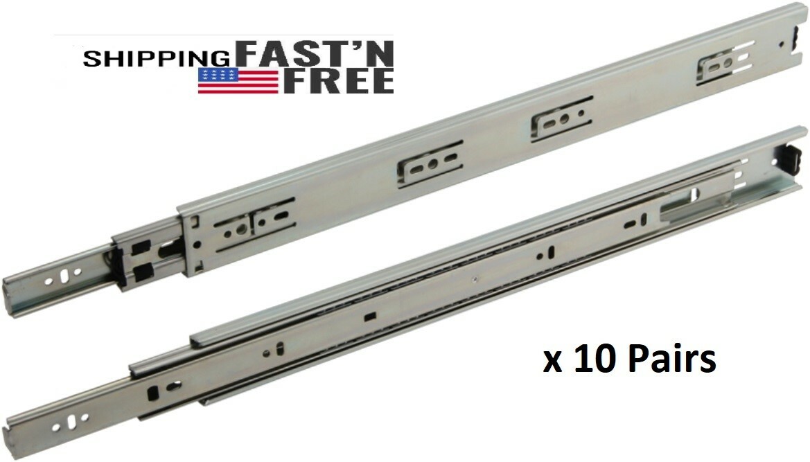 10 Pair- Full Extension 75lb- 88 lb capacity Ball Bearing Drawer Slide 12"-22" gallery