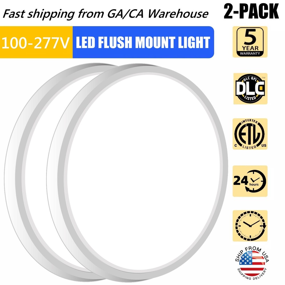 3600lm LED Flush Mount Ceiling Light Super Slim, 28Watt 3000K/4000K/5000K 2 Pack