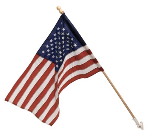 3x5 Feet Embroidered Nylon US Flag Kit w/ 5-Foot Wood Pole & Bracket gallery