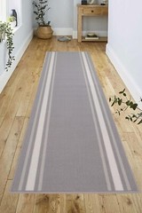 Custom Size Washable Non Slip Bordered Design Grey Runner Rug 26″/30″/36″ Width