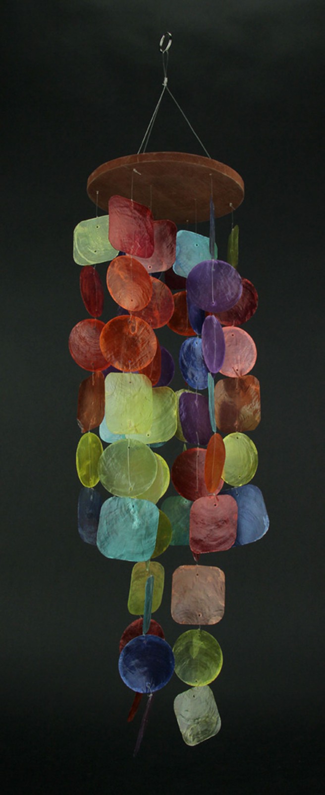 Multicolor Dyed Capiz Shell 26 Inch Long Wind Chime Garden Patio Yard gallery