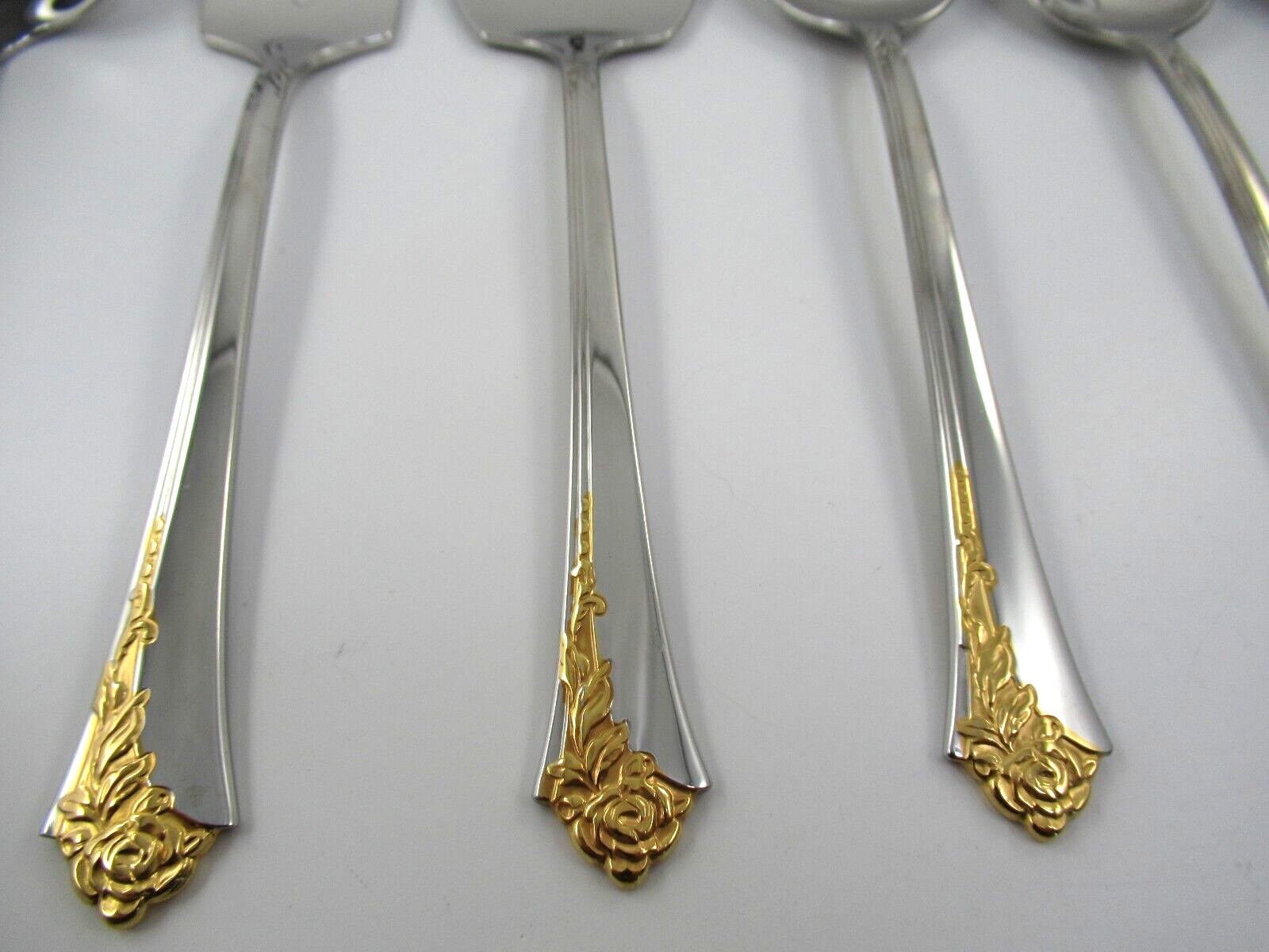 Oneida GOLDEN DAMASK ROSE 6 Serving Pieces Glossy Stainless Steel Flatware gallery