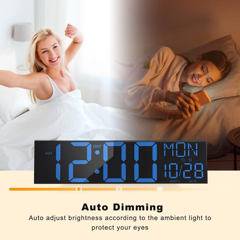 JALL 30" Large Digital Wall Mount Clock with Remote Control, Alarm gallery