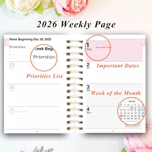 2026 Weekly and Monthly Planner, From January 2026 to December 2026, 26-Black gallery