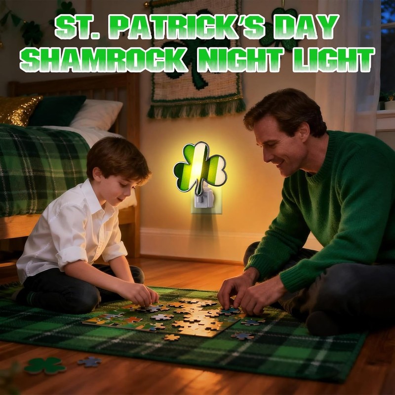 St. Patrick's Day Shamrock Night Light–UL Certification Plug in Irish Decor La gallery