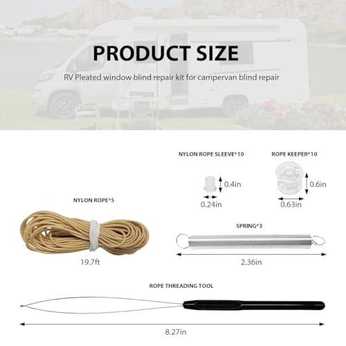 RV Blinds Repair Kit, Pleated Shade Restringing Cord Threading Tool for Brown gallery