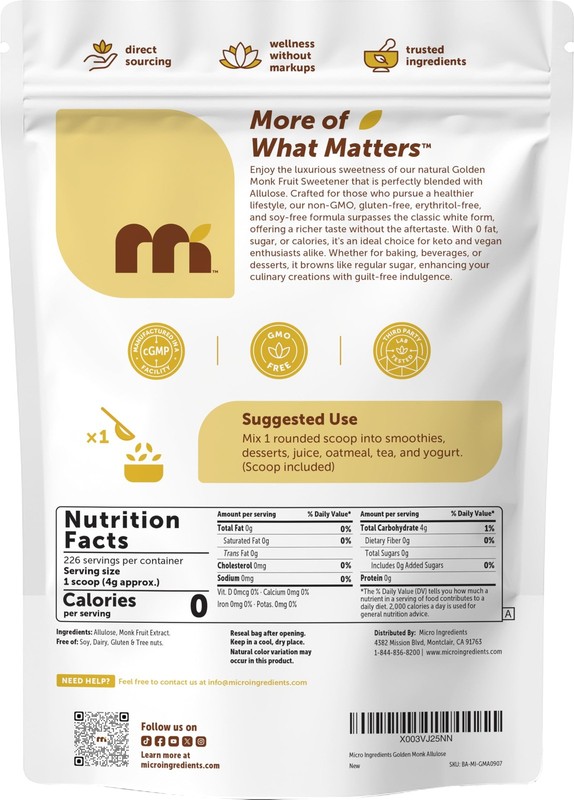 Micro Ingredients Golden Monk Fruit Sweetener 32 Ounce (Pack of 1), gallery