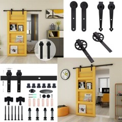 4FT-16FT Sliding Barn Door Hardware Kit Hanger Set for Single/ Double Door