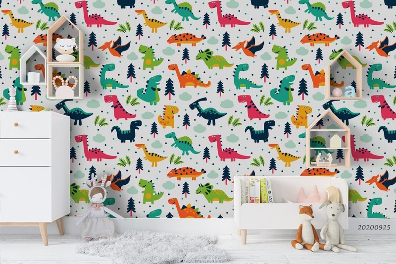 3D Dinosaur Tree Cartoon Pattern Wallpaper Wall Murals Removable Wallpaper gallery