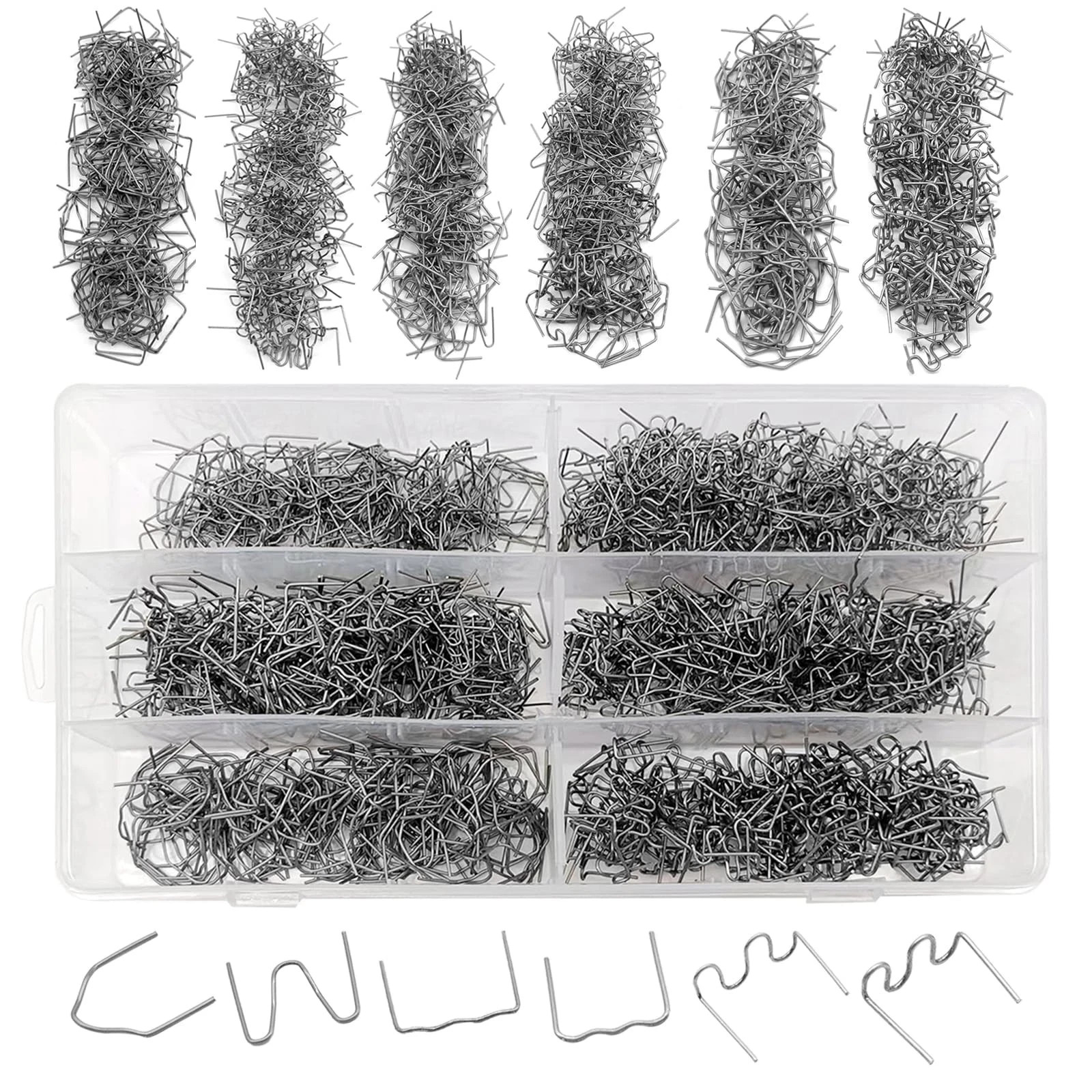 1200 Plastic Welder Staples - 6 Types Hot and Wave Varies (6 sizes), Silver gallery