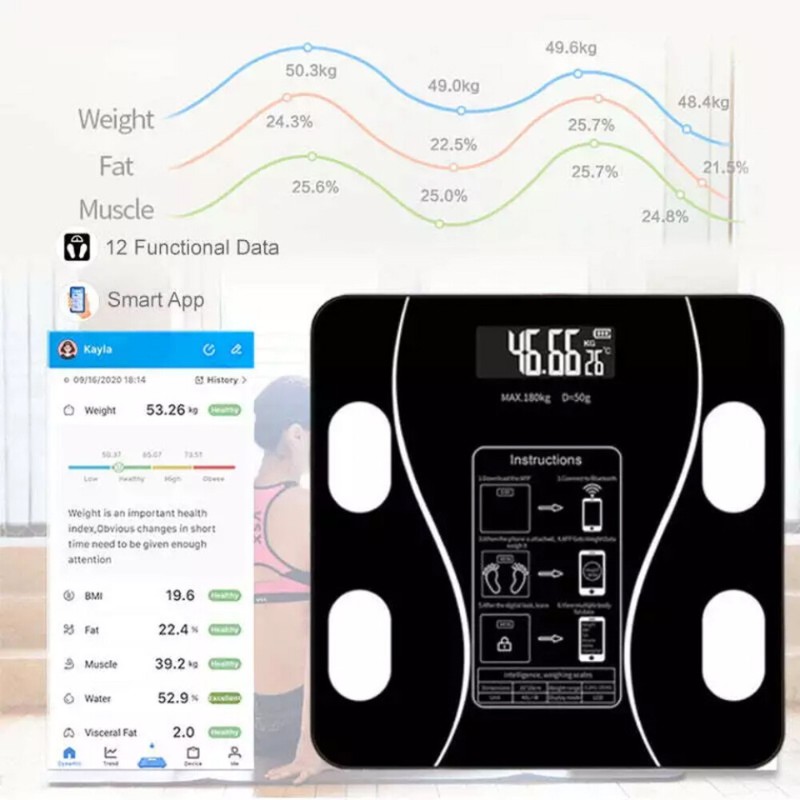 Bluetooth Body Fat Scale Digital Smart Bathroom Weight Scales LCD Electronic gallery