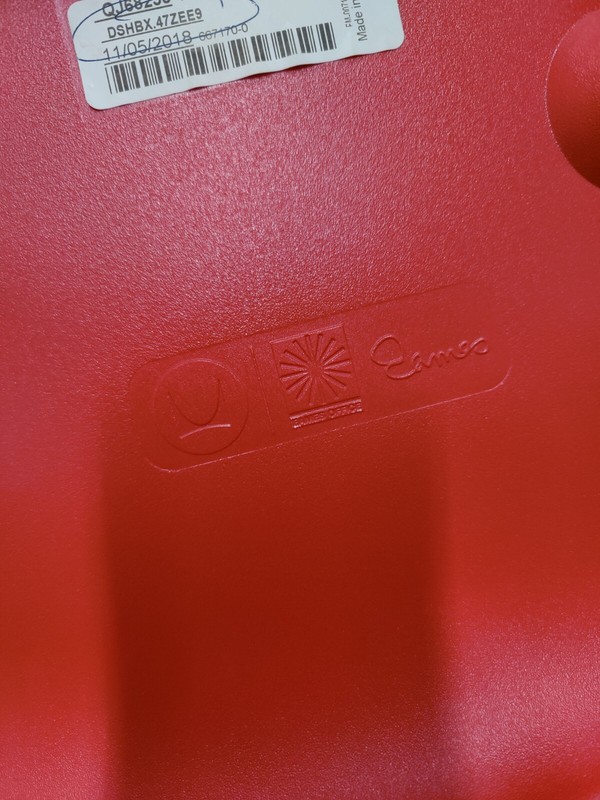 Herman Miller Eames Molded Plastic Red/Orange Counter Stool 2018 Glides gallery