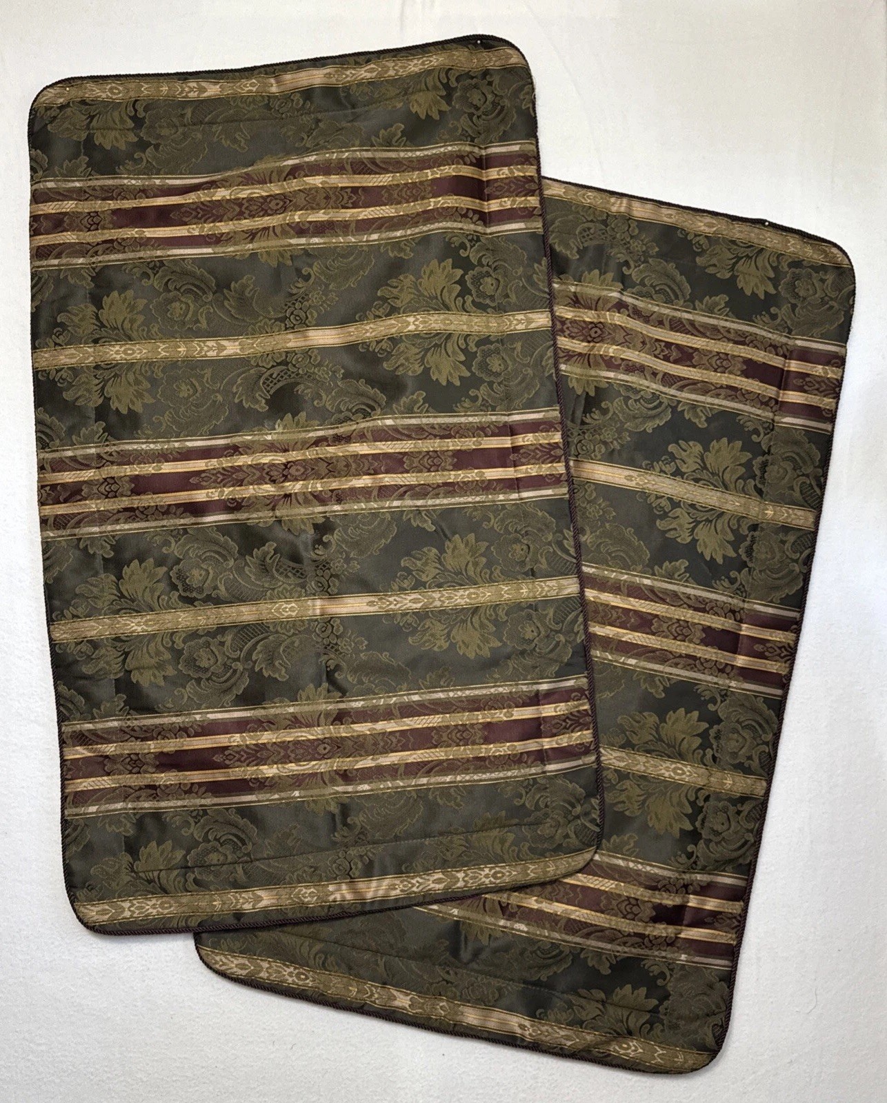 CROSCILL MAJESTIC Rich Brown Ruby DAMASK STRIPE KING Pillow Sham Set of 2 EUC gallery