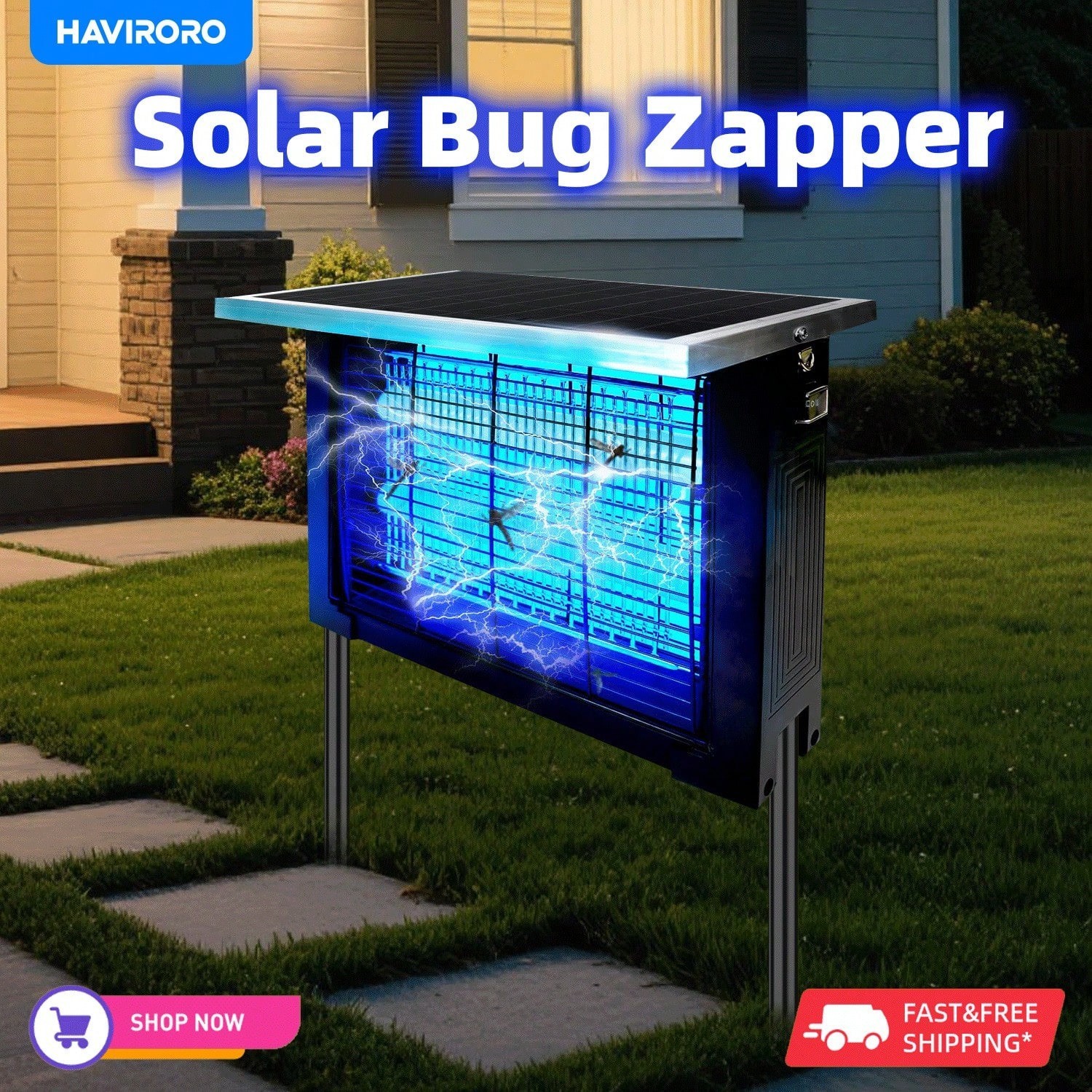 Solar Bug Zapper Outdoor Rechargeable Mosquito Killer 2000sq ft Patio Lamp gallery
