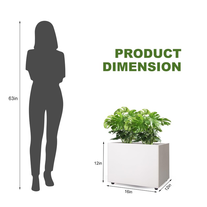 Planter Box Rectangular Block - 16×12×12IN Galvanized Steel Metal Long Box Pl... gallery