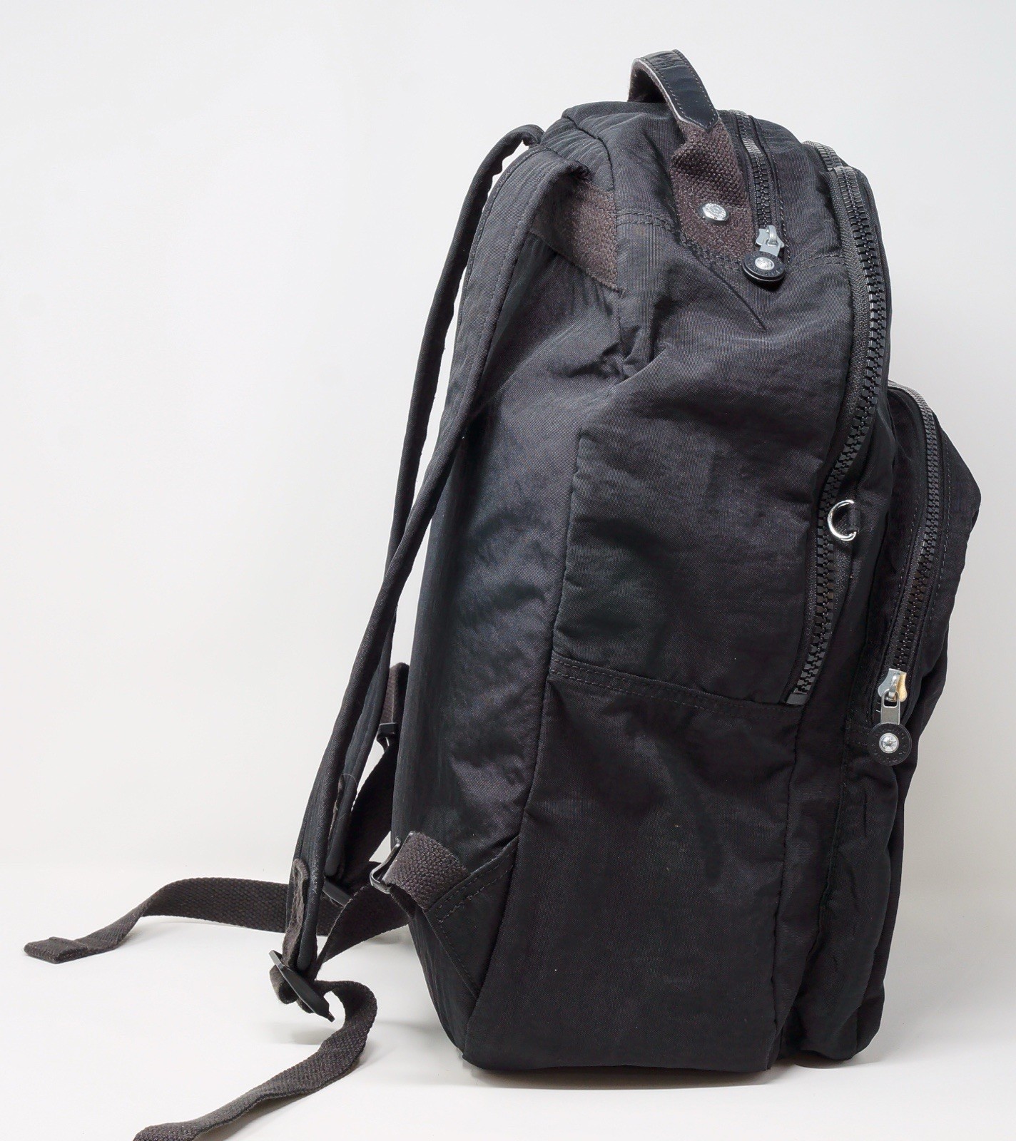Kipling Black Nylon Backpack Adjustable Straps Multiple Pockets Zipper 2