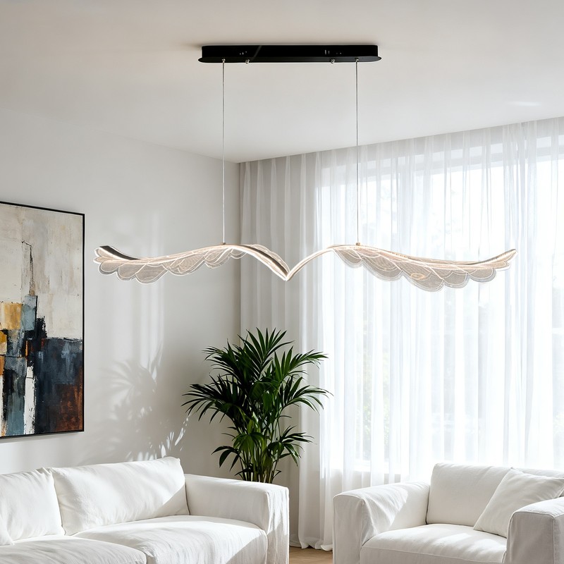 Creative Home Decoration Acrylic Wing Pendant Light, 47 In Led 3-color Light,New gallery