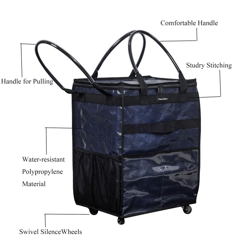 Reusable Grocery Bag On Wheels Large Capacity Shopping Trolley Large, Blue gallery