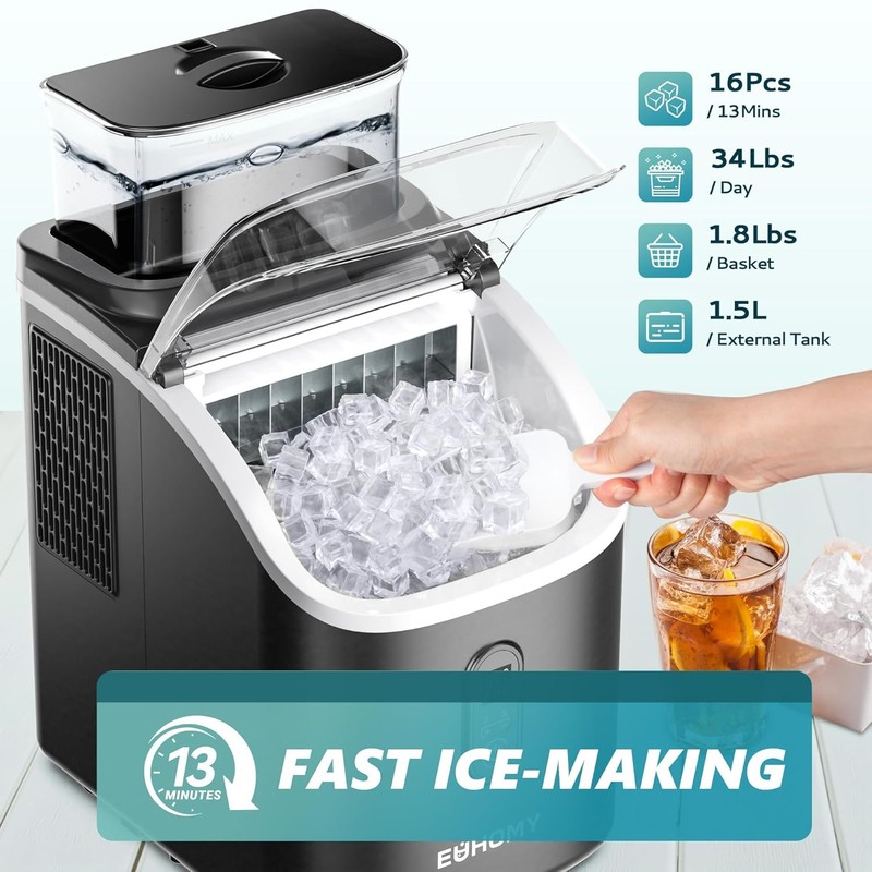 Portable Countertop Ice Maker Machine 34Lbs Daily Auto Clean LCD Timer Basket gallery