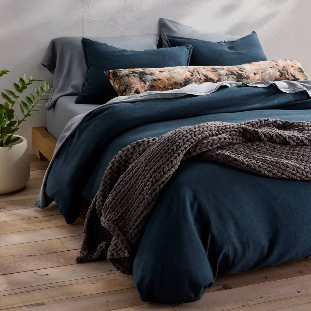 California King 100% Linen Sheet Set Mineral Blue - Casaluna gallery