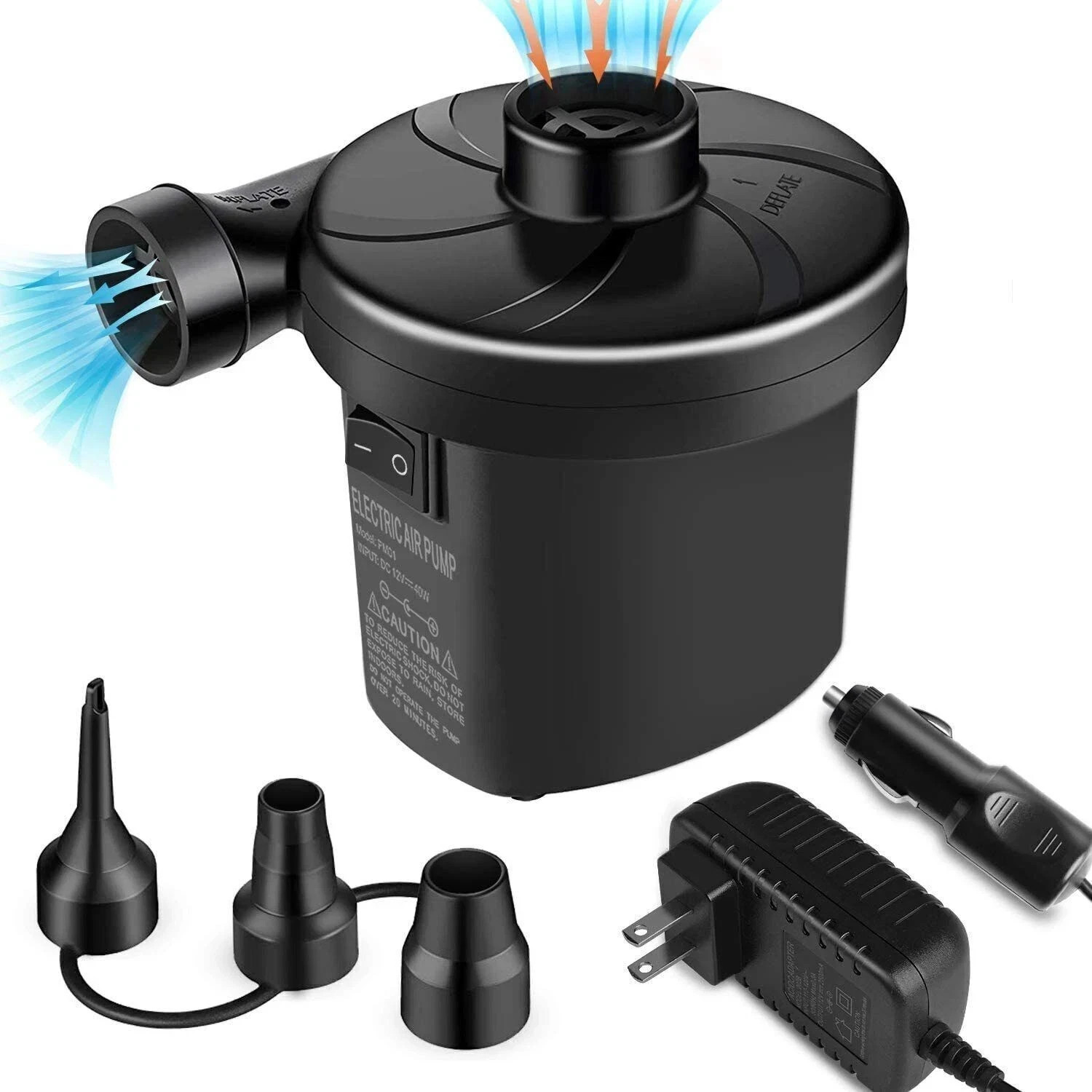 12V Electric Air Pump for Inflatables Air Mattress Pool Raft Bed, Boat, FastUS,- gallery