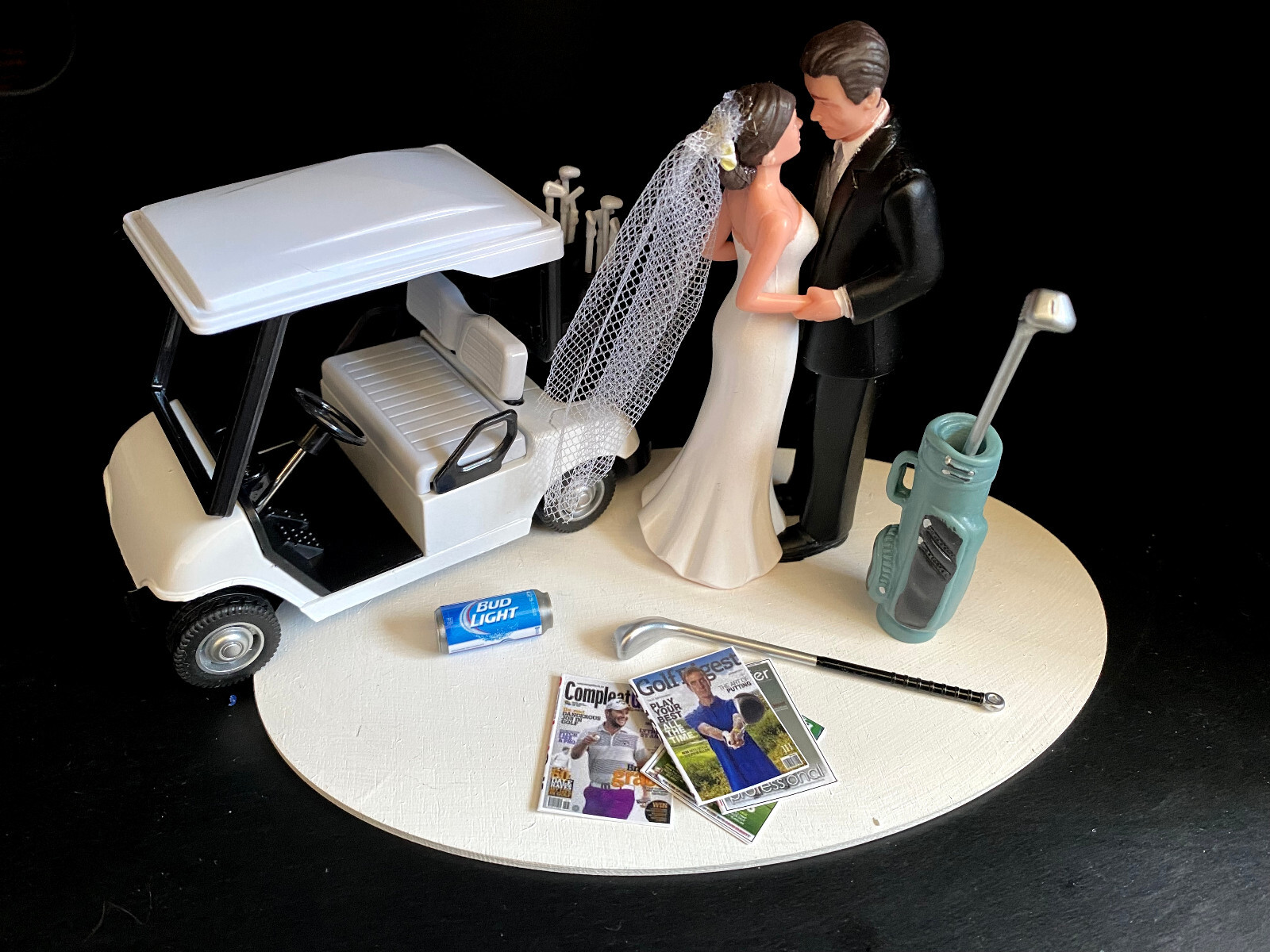 No Golf Theme Funny Cake Topper Wedding Day Reception Bride Groom Funny Cart gallery