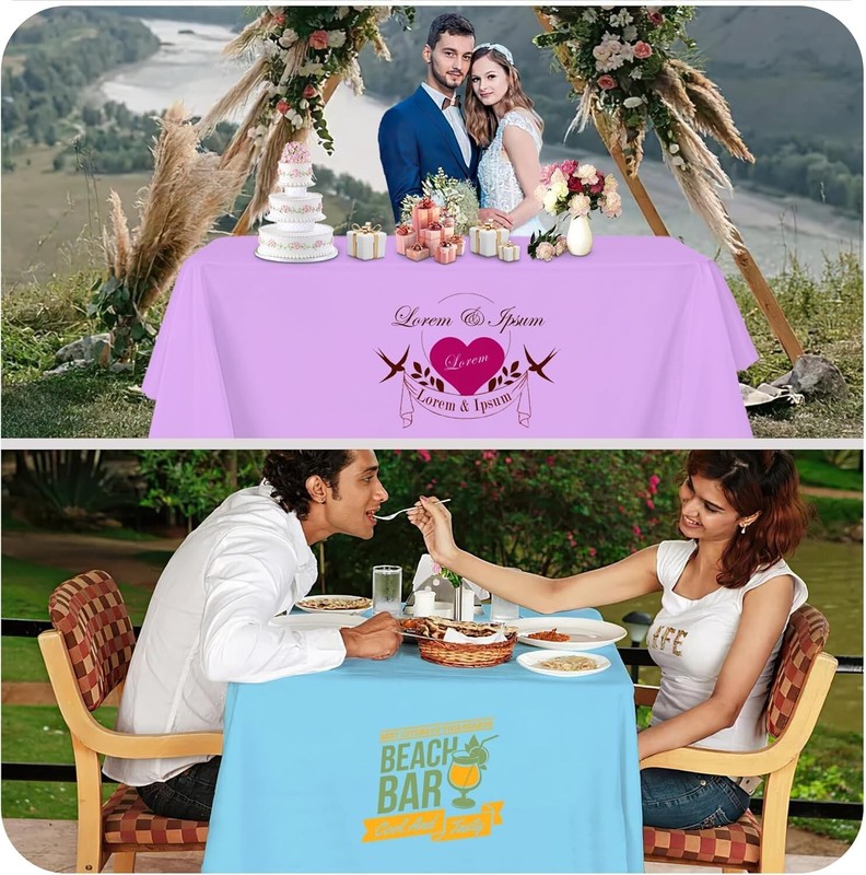 Customized Rectangle Tablecloth with Logo Personalized Table Cloth for Events gallery