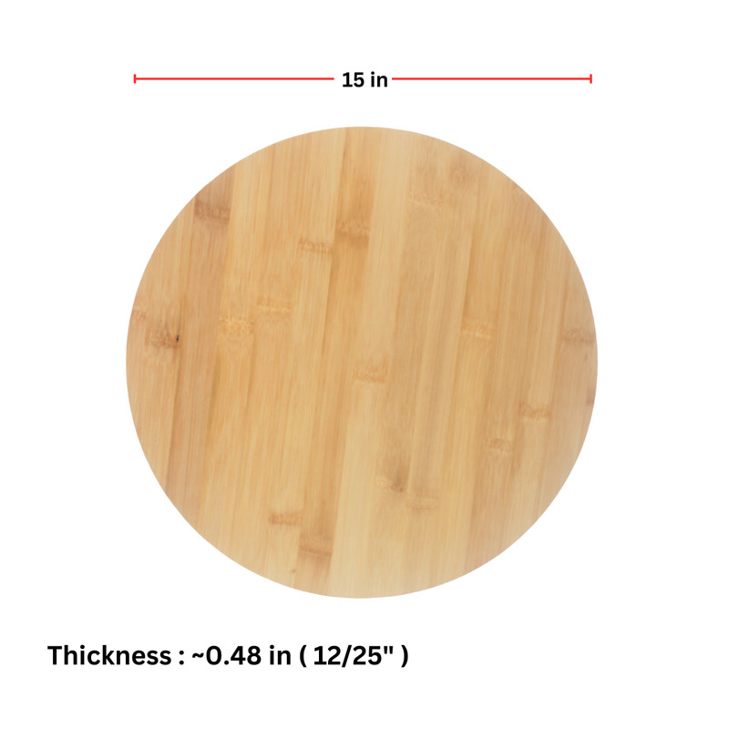6pc, Bulk 15" Round Plain Bamboo Serving Tray, Charcuterie Cheese Cutting Boards gallery