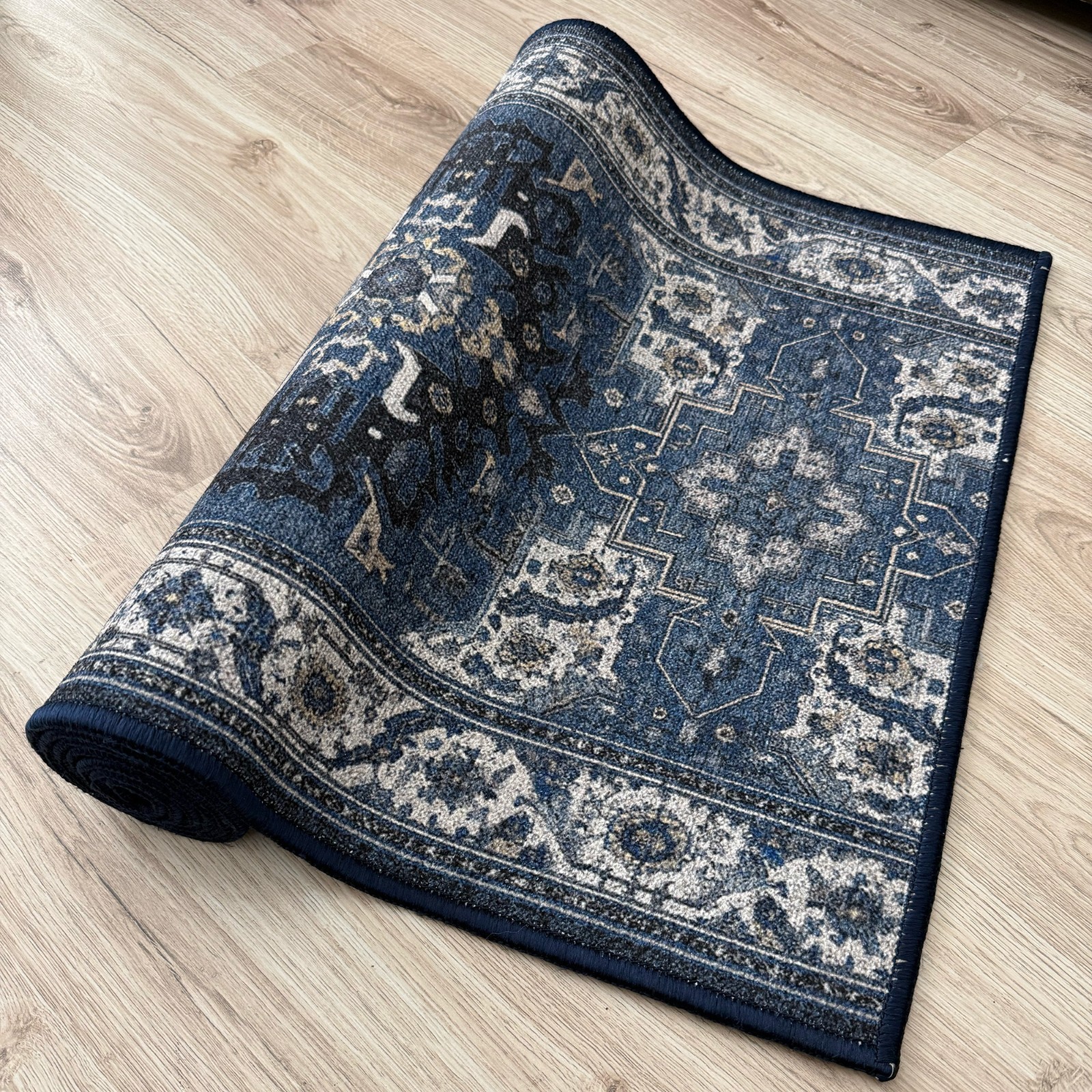Custom Size Anti-Slip Mahal Blue Runner Rugs 26 Inches Wide gallery