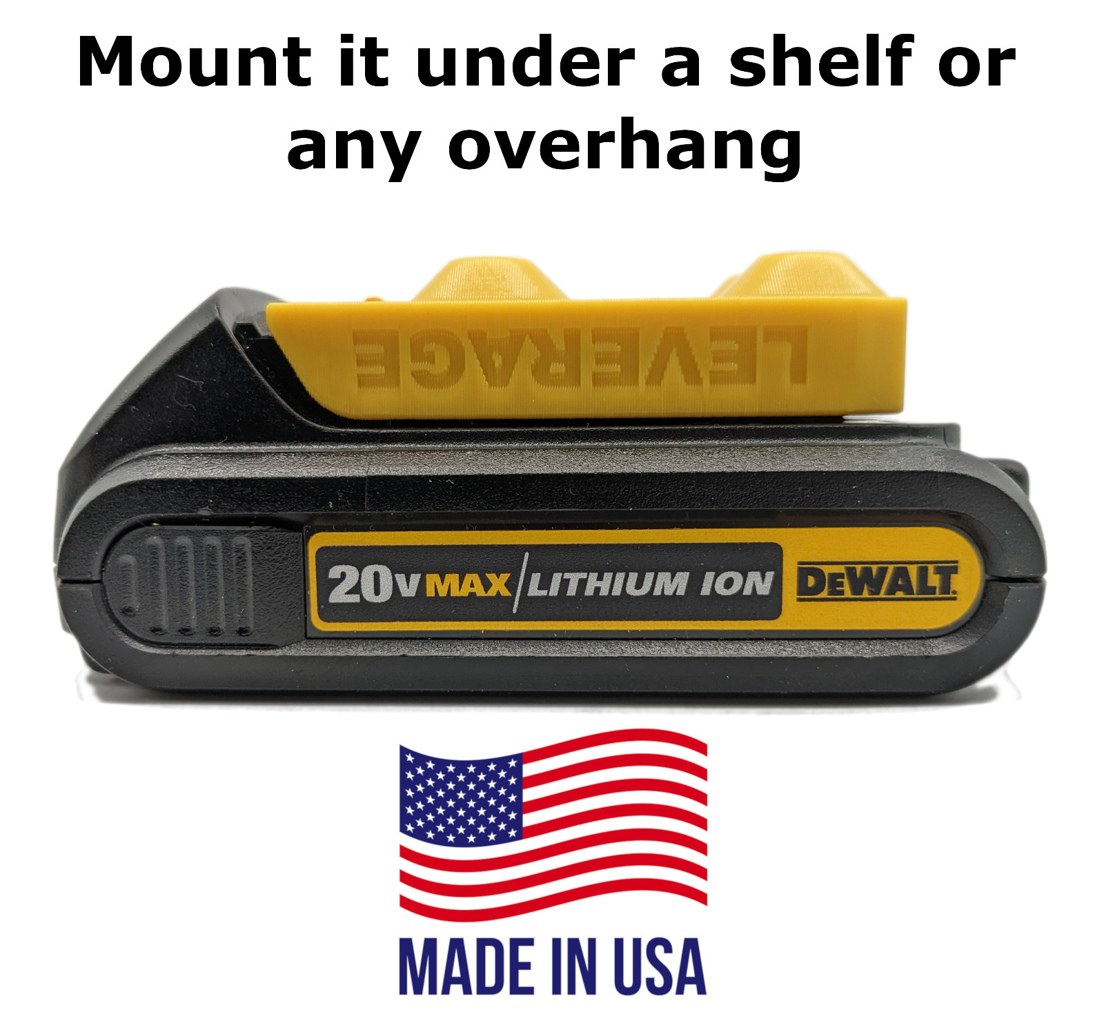 YELLOW! 10 Pack: DeWALT 20V 60V Battery Mounts / Hangers / Holders MADE IN USA gallery